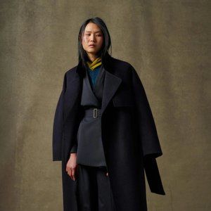 Souer Stalingrad Double Face Wool Coat in Navy
